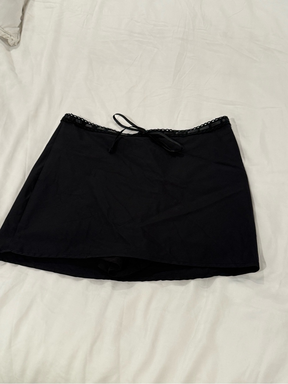 Black Women's Skort with Ribbon Tie Waist